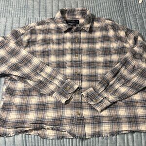 Abercrombie & Fitch Mens Cropped Flannel Button Up Plaid Shirt